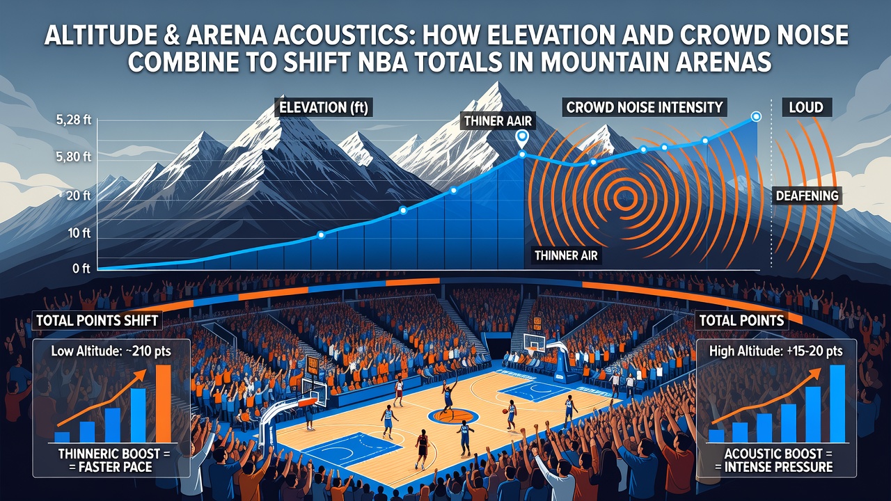 Crowd noise visualization in a packed NBA arena during a high-stakes Mountain Division game