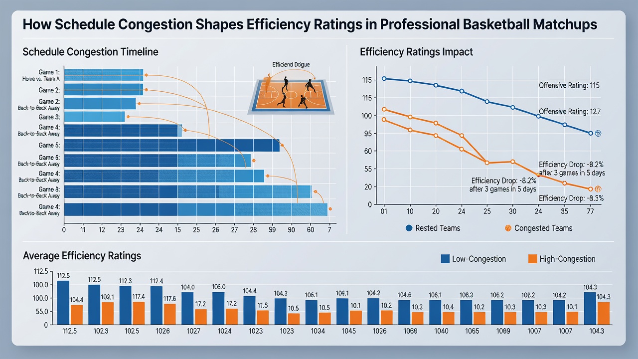 Graph illustrating NBA efficiency rating changes during congested schedule periods