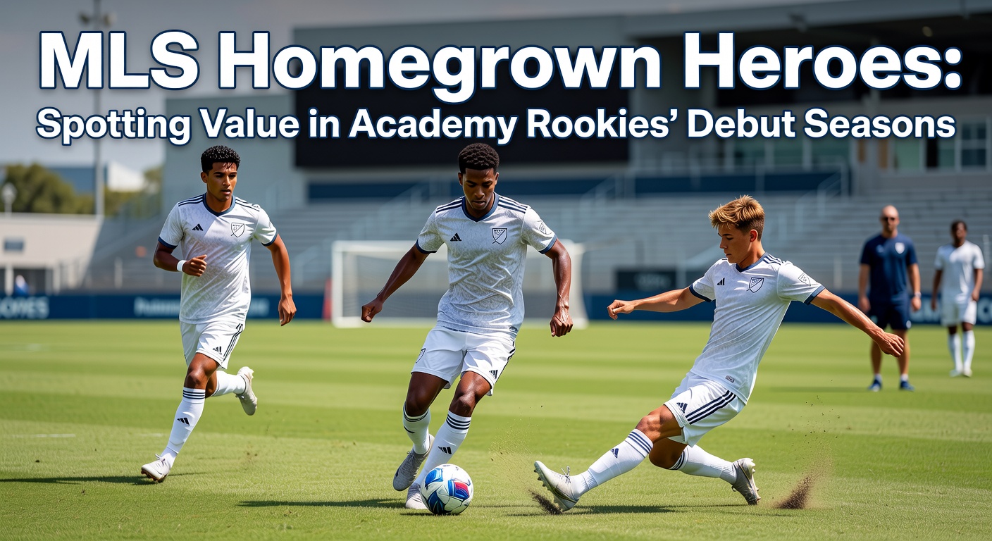 Young MLS academy player celebrating a goal during debut match, crowd in background