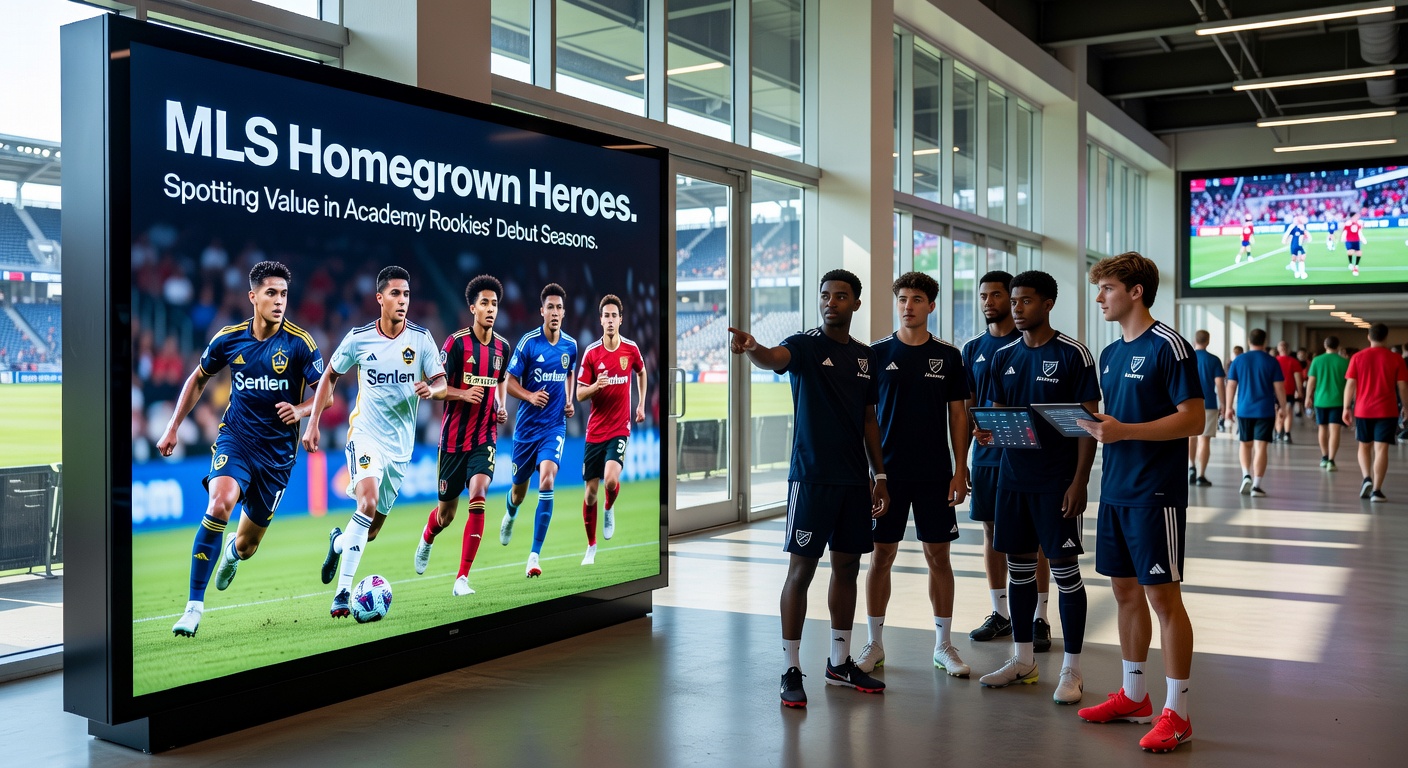 MLS rookie in action, dribbling past defender in packed stadium under lights
