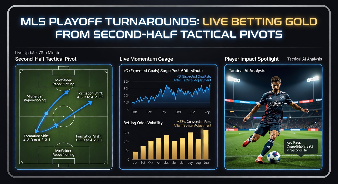 Close-up of an MLS coach diagramming a second-half tactical adjustment on a sideline whiteboard during playoffs, players listening intently