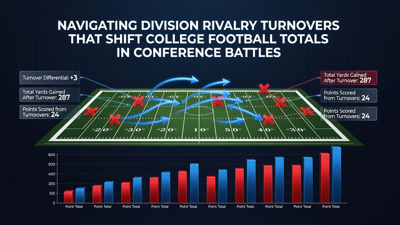 Defensive player intercepting a pass in a college football conference rivalry under autumn stadium conditions