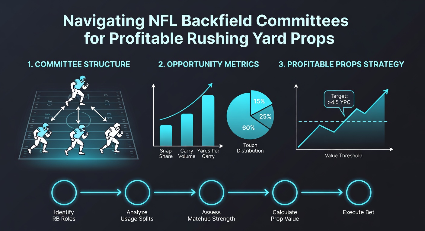 Chart displaying NFL backfield snap shares and corresponding rushing prop outcomes over multiple seasons