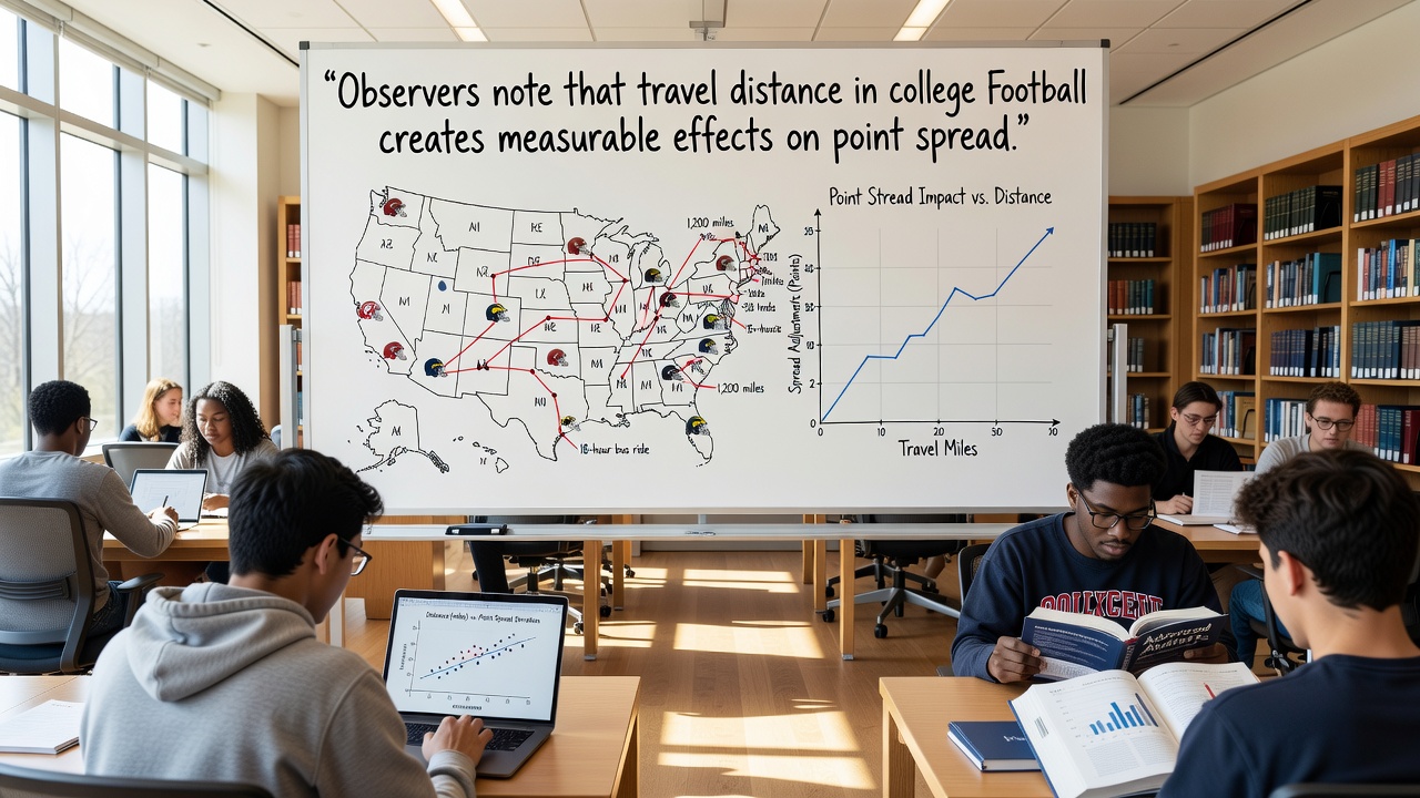 Data visualization of college football travel distances versus spread accuracy